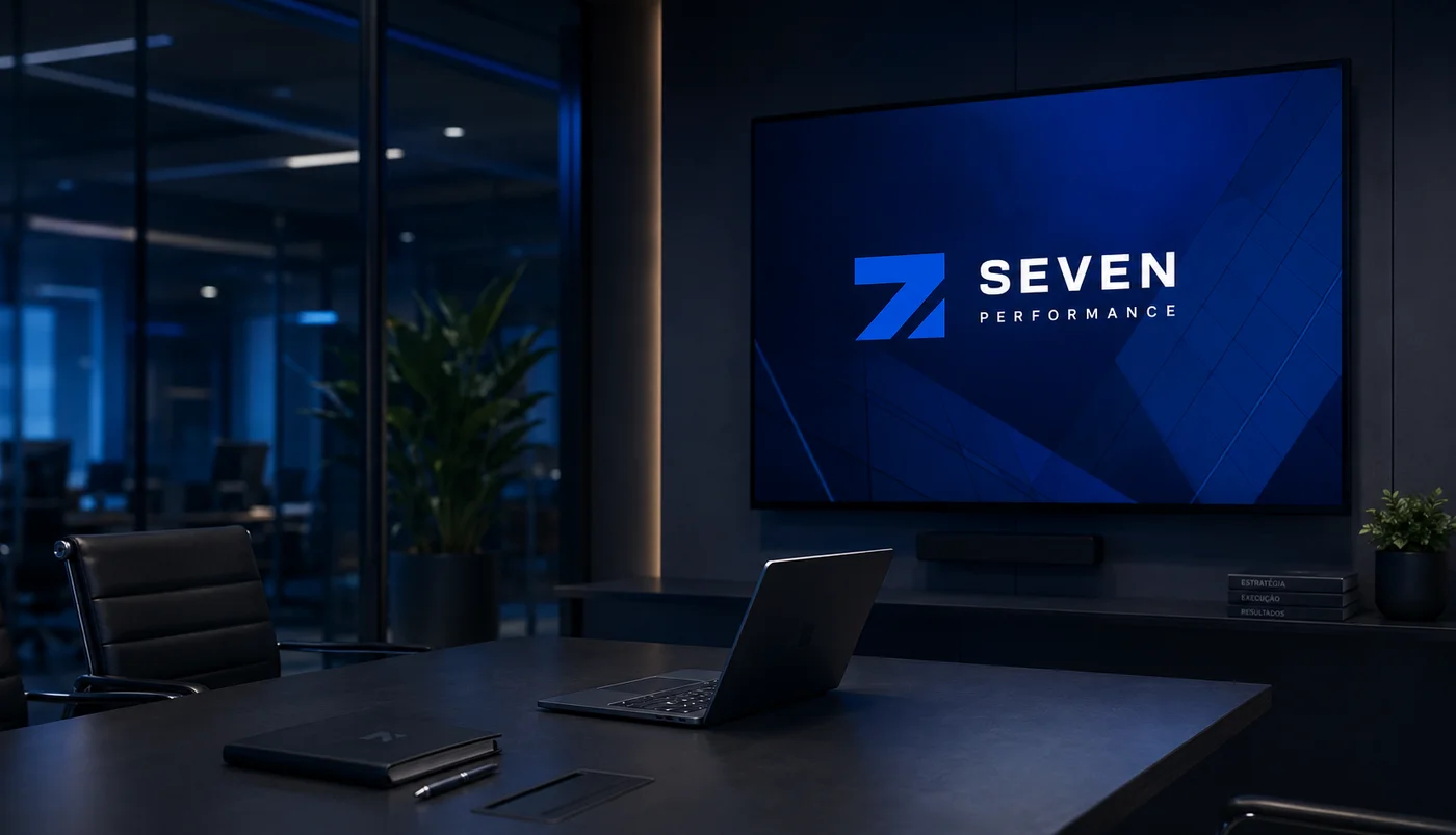Mockup de aplicação digital Seven Performance